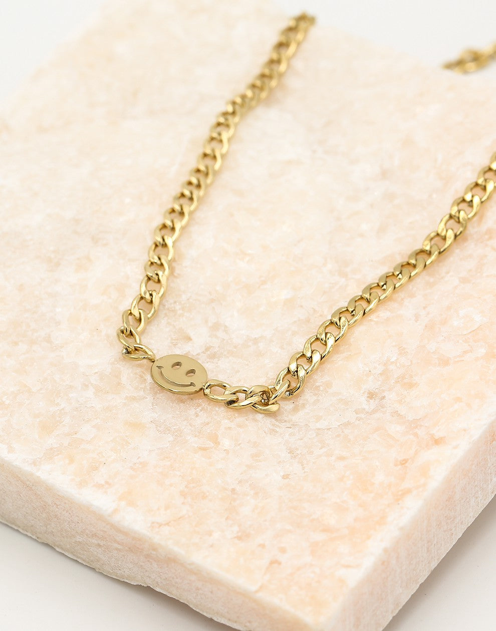 Schakelketting met smiley goudkleurig