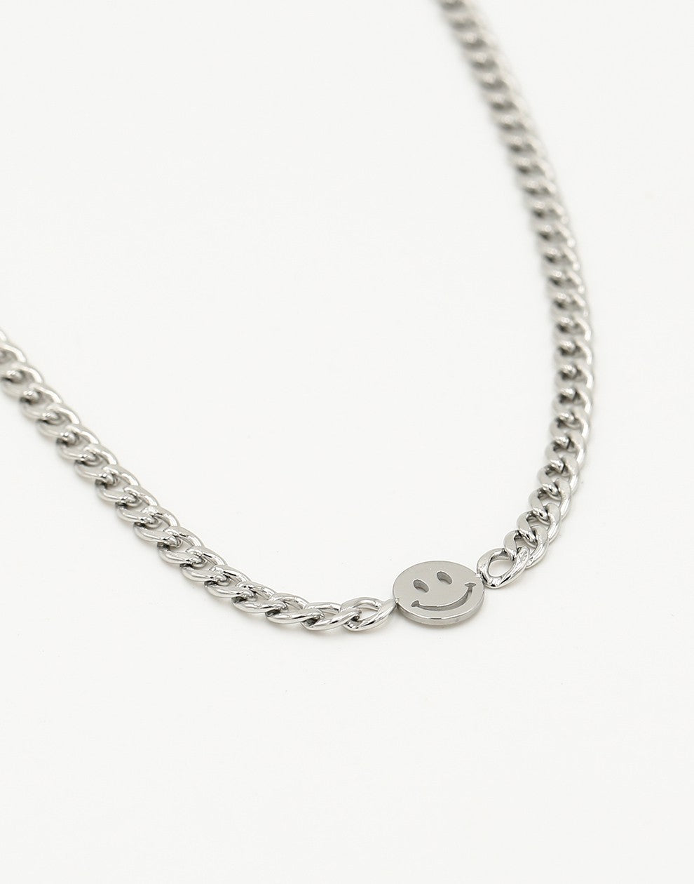 Schakelketting met smiley zilverkleurig