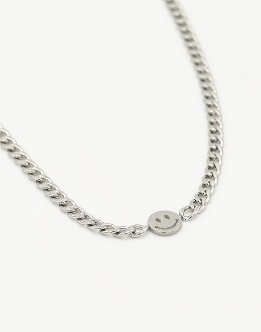 Schakelketting met smiley zilverkleurig