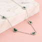 ketting vintage hartjes groen zilverkleurig