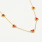 ketting vintage hartjes rood goudkleurig