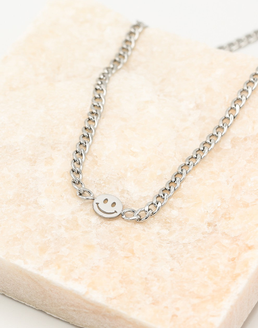 Schakelketting met smiley zilverkleurig