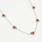 ketting vintage hartjes rood zilverkleurig