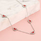 ketting vintage hartjes rood zilverkleurig