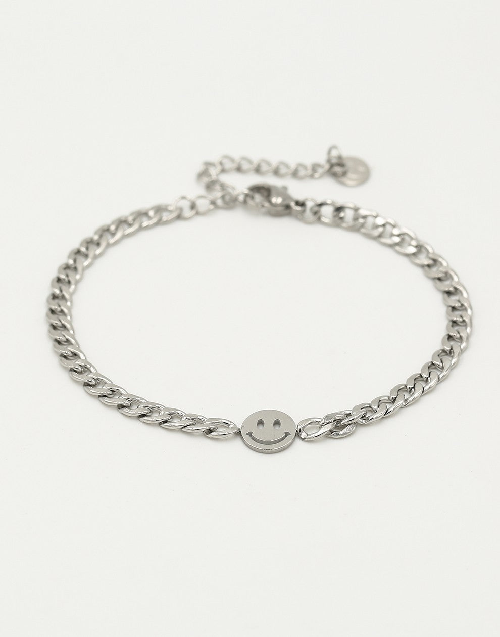 Schakelarmband met smiley zilverkleurig