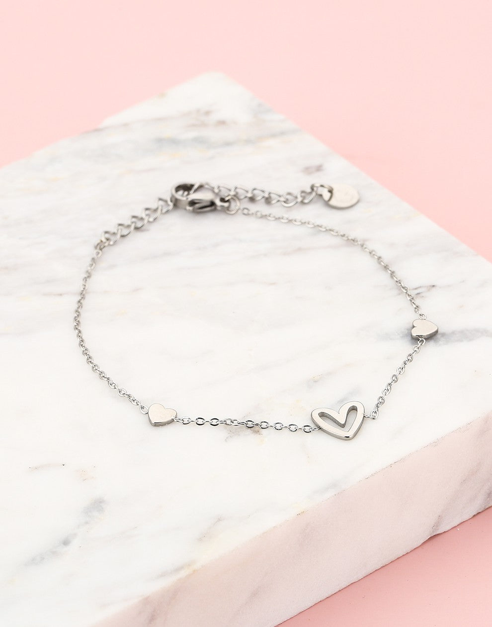 armband speels hartje zilverkleurig
