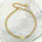 Schakelarmband met smiley goudkleurig
