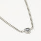 Fine link chain heart with silver-colored stone