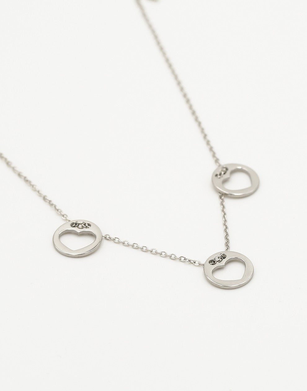 Ketting hartjes munten zilverkleurig