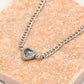 Fine link chain heart with silver-colored stone