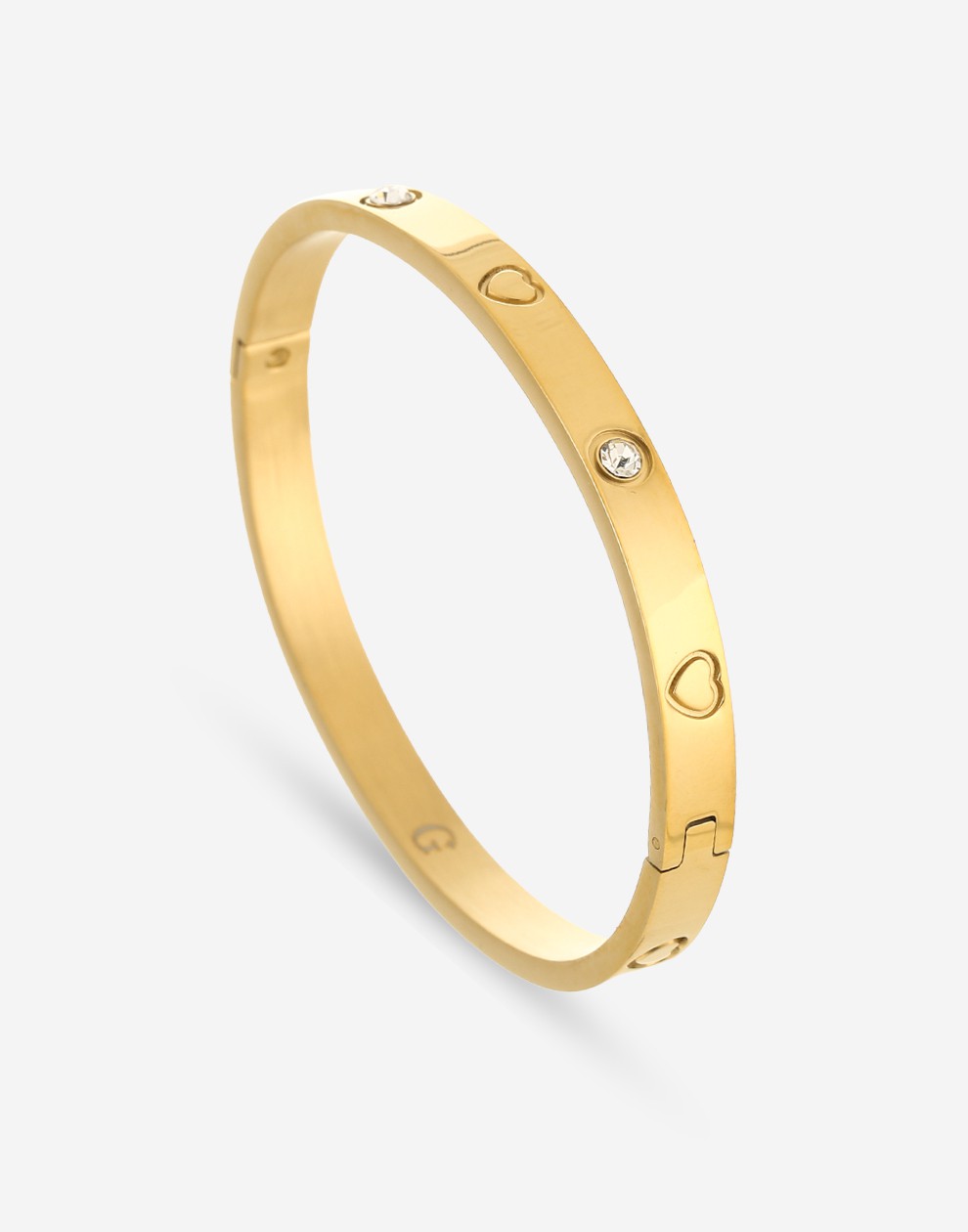 Bangle steentjes en hartjes goudkleurig