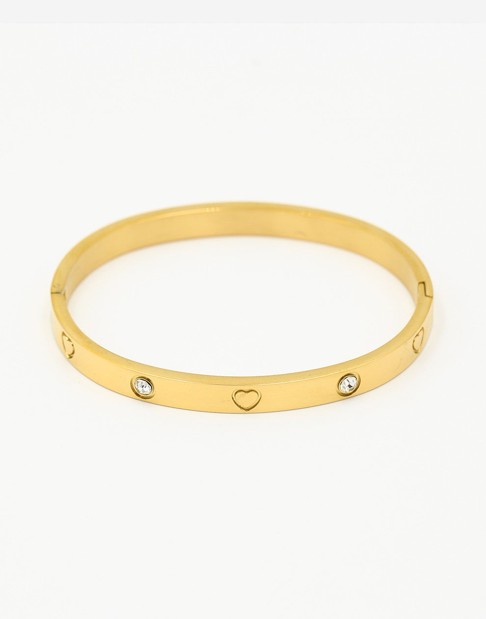 Bangle steentjes en hartjes goudkleurig