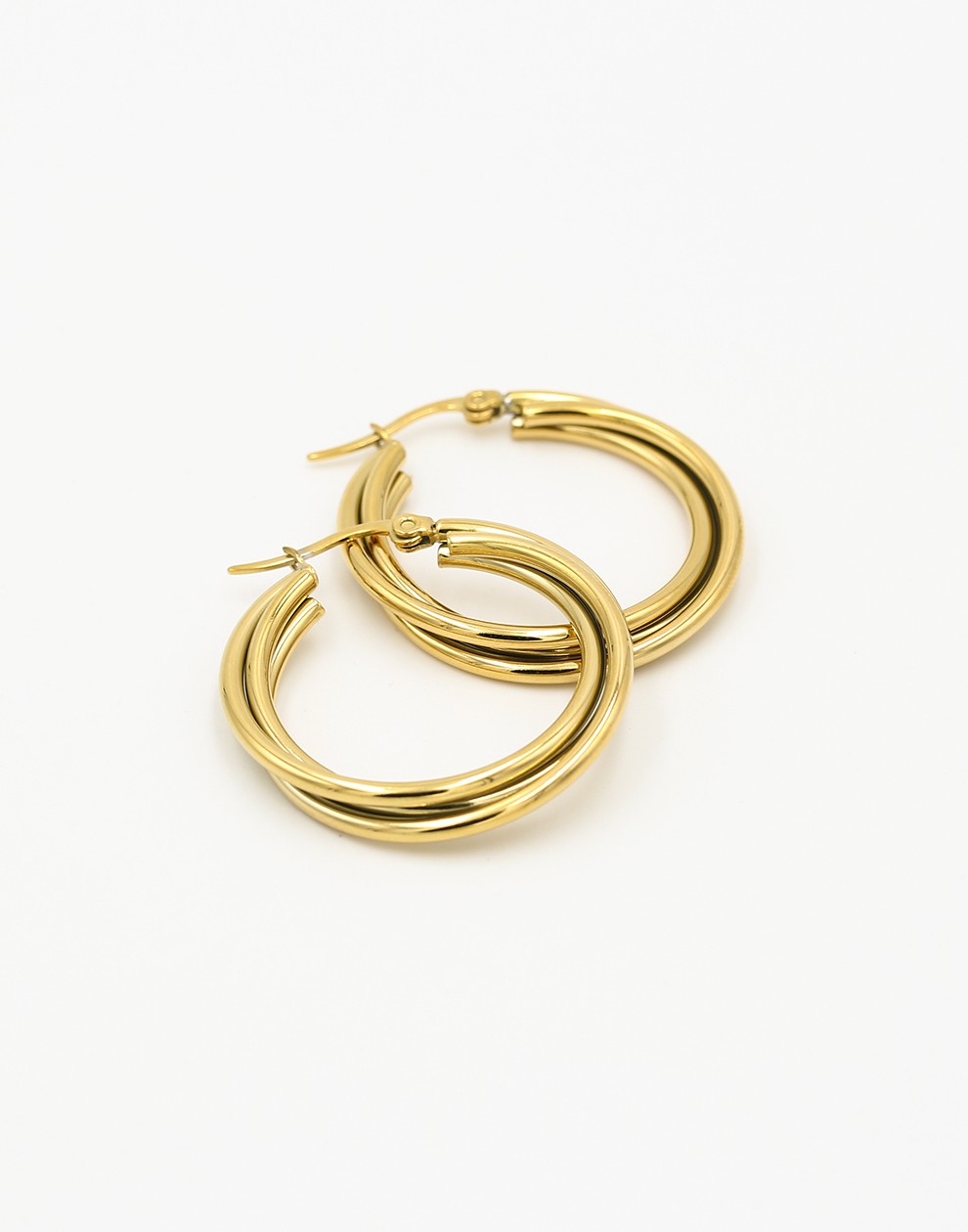Triple oorringen 30mm goudkleurig