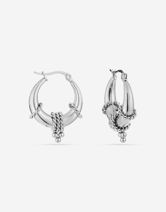 tribal hoops zilverkleurig