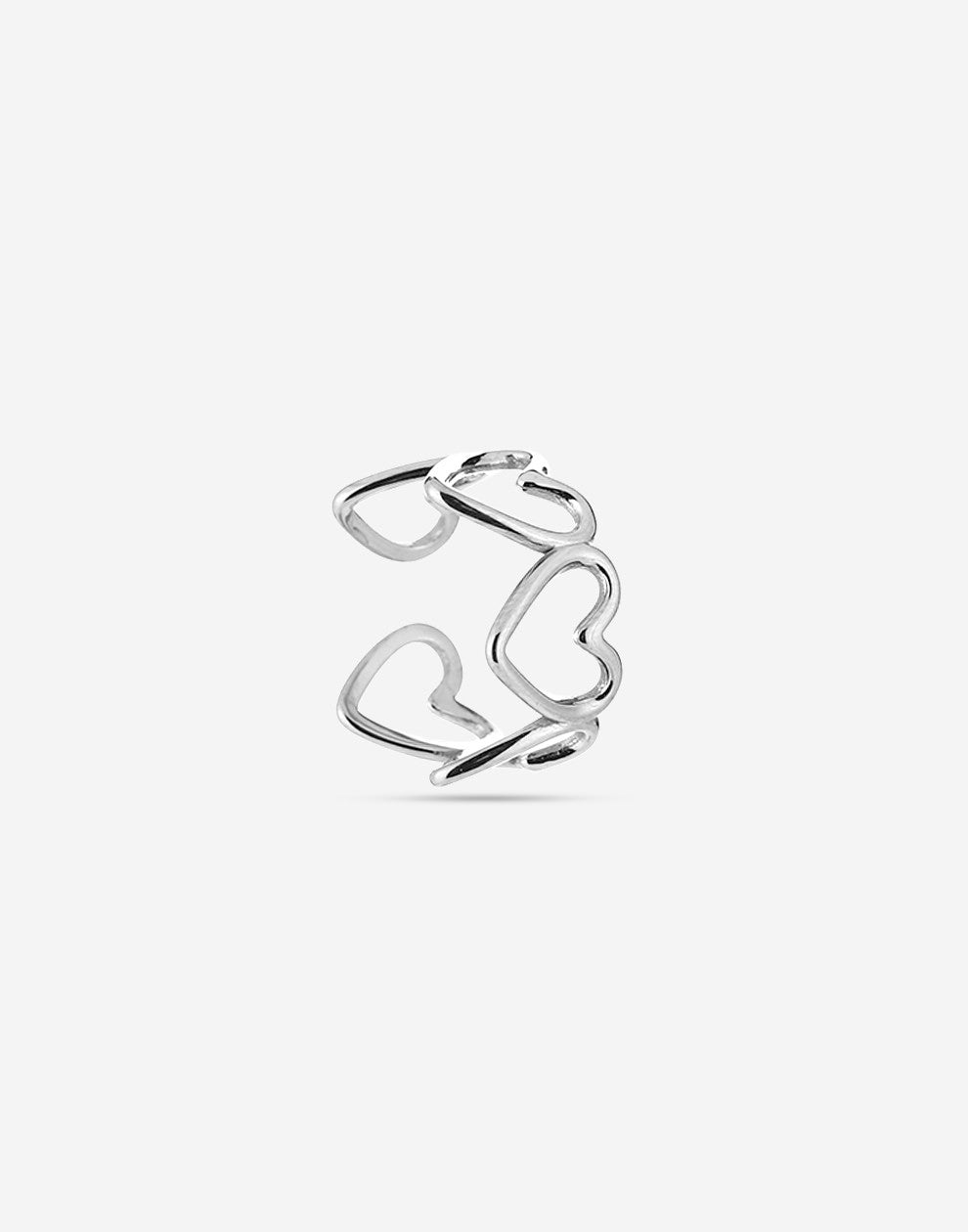 Ring open hartjes groot zilverkleurig