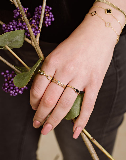 Ringen set steentjes goudkleurig