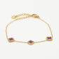 Armband klavers paars goudkleurig