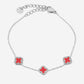 Armband klavers rood zilverkleurig