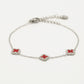 Armband klavers rood zilverkleurig
