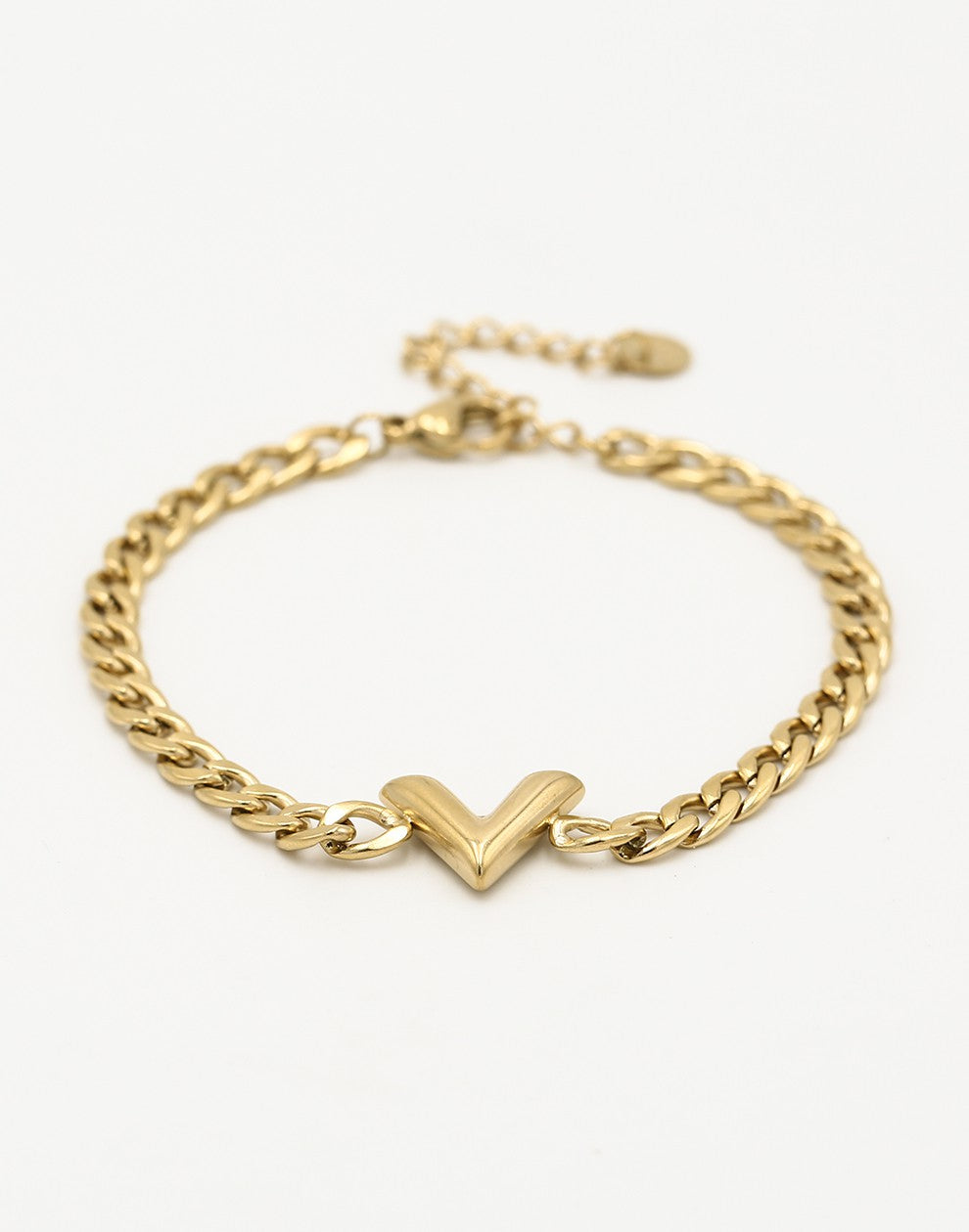 Schakelarmband V goudkleurig