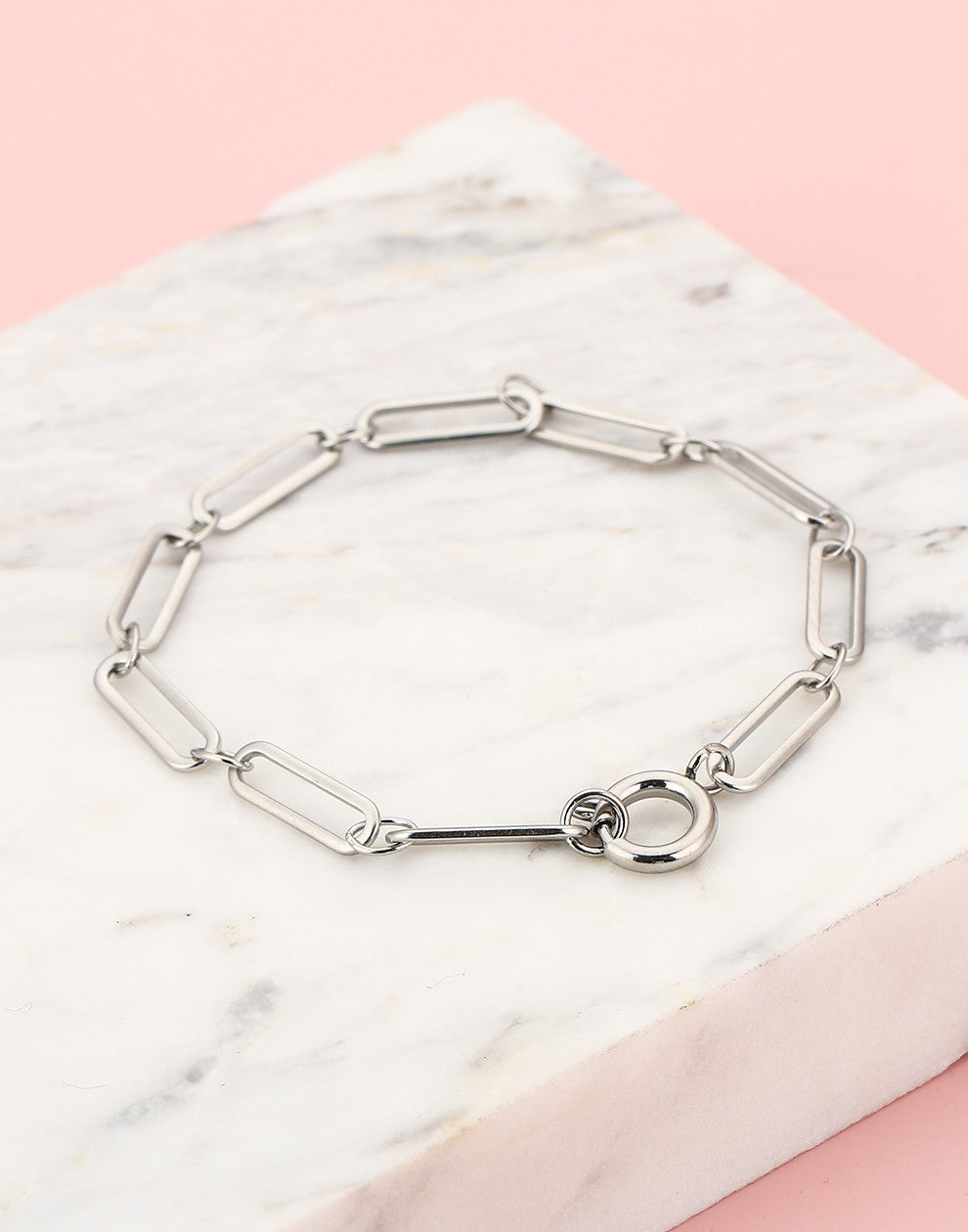 paperclip schakelarmband zilverkleurig