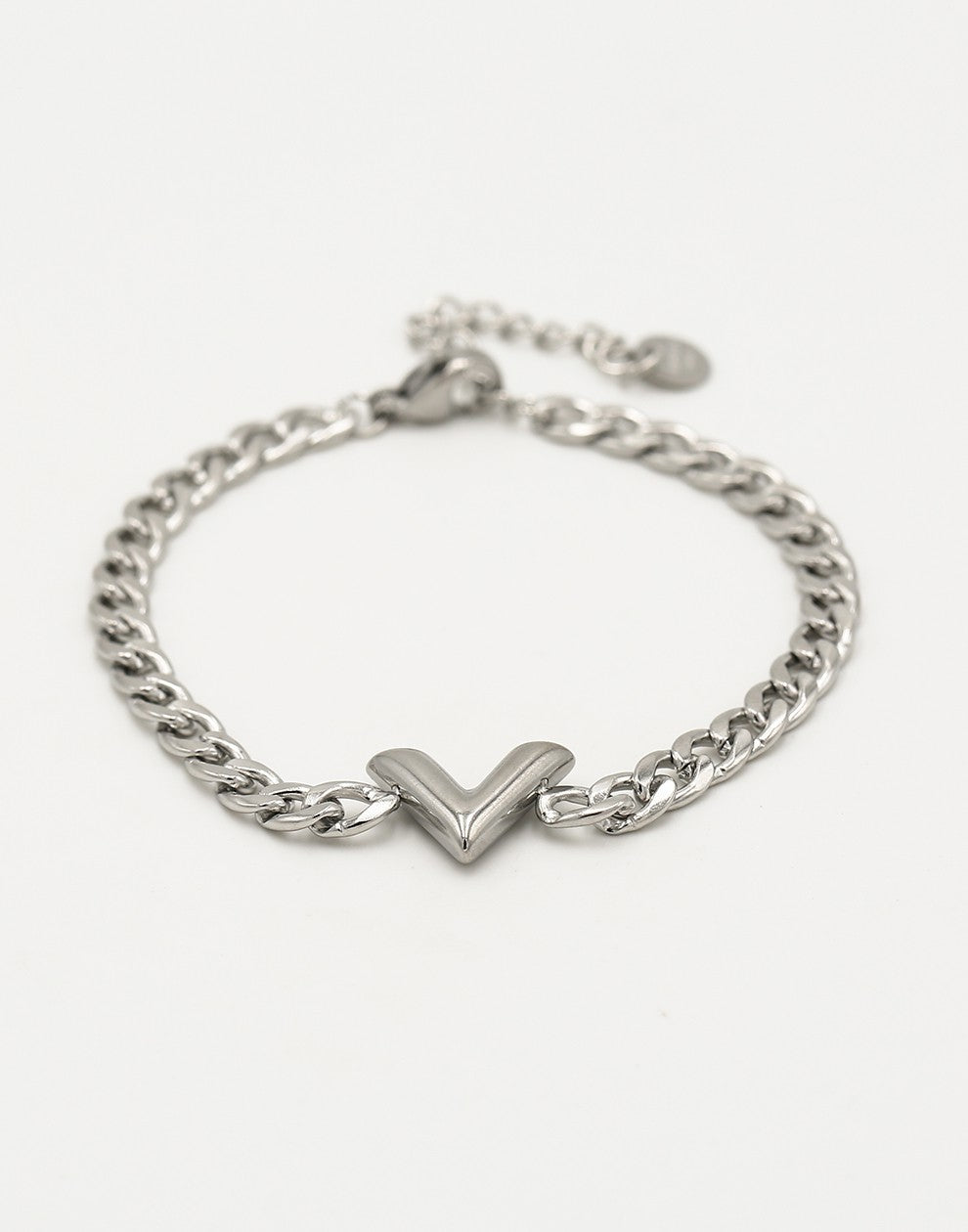 Schakelarmband V zilverkleurig