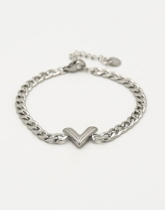 Schakelarmband V zilverkleurig