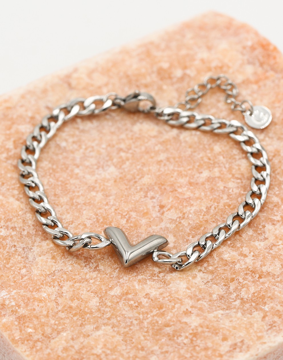 Schakelarmband V zilverkleurig