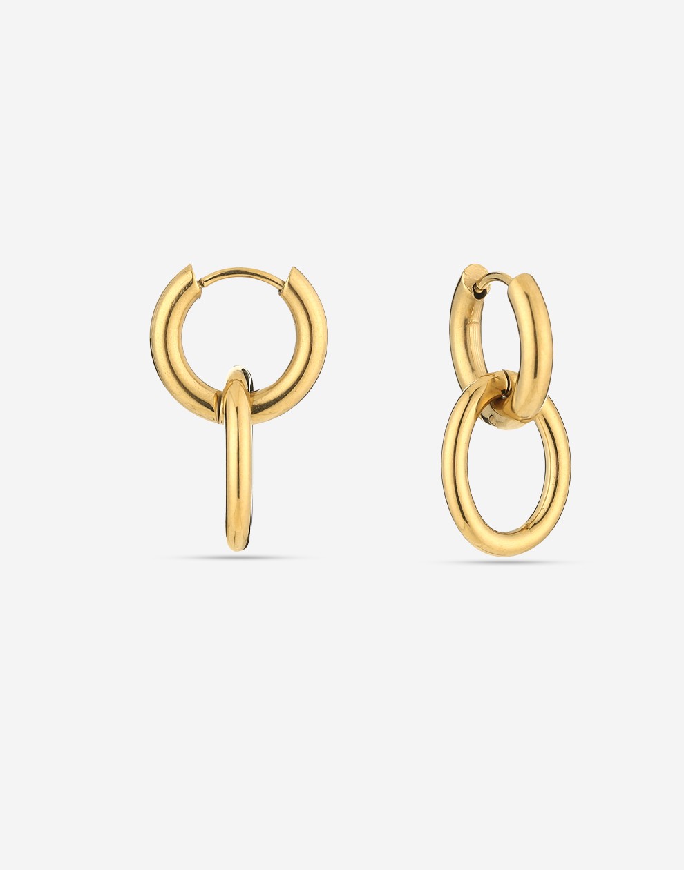 Chunky oorringen met ovale hanger goudkleurig