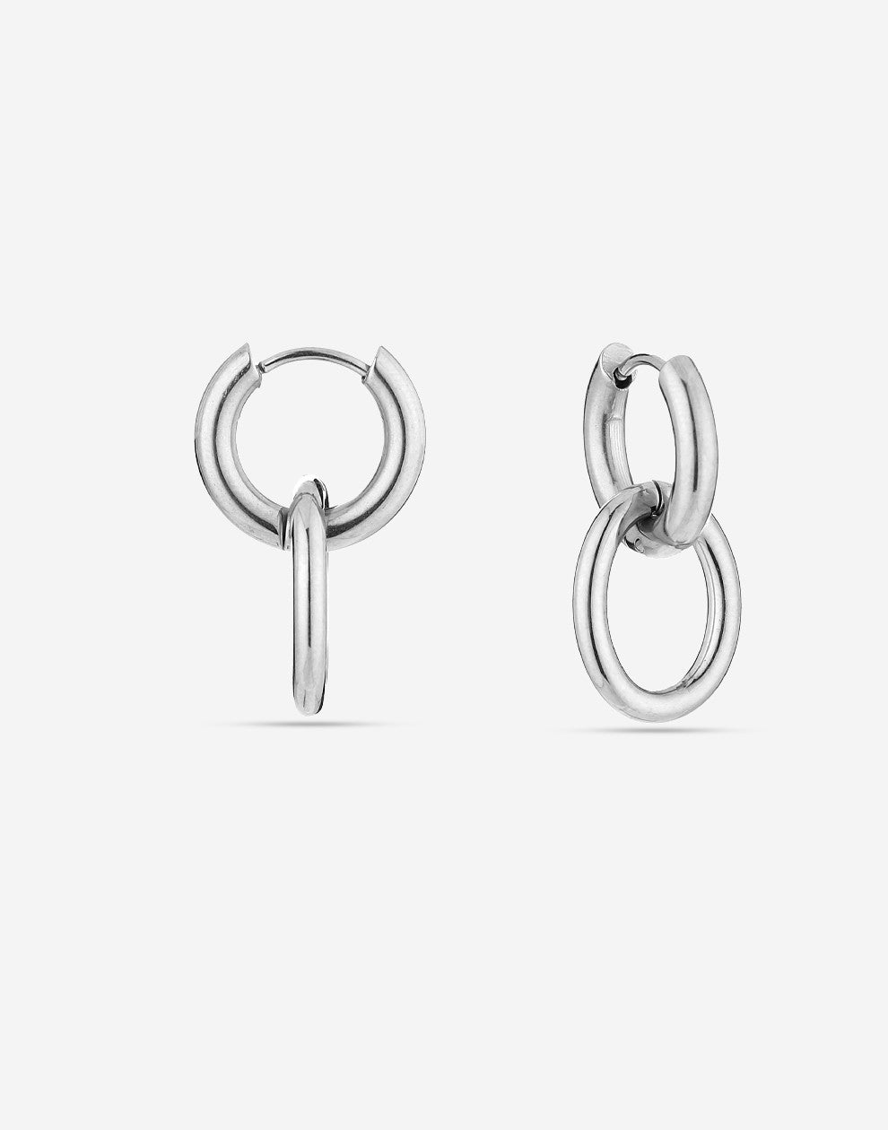 Chunky oorringen met ovale hanger zilverkleurig