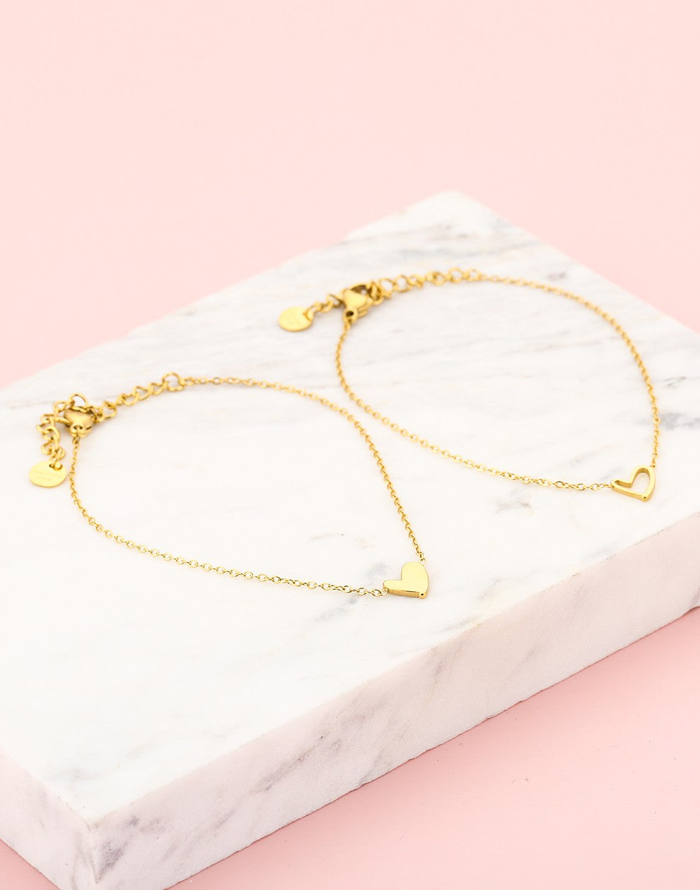 Armbanden vrienden set speels hartje goudkleurig