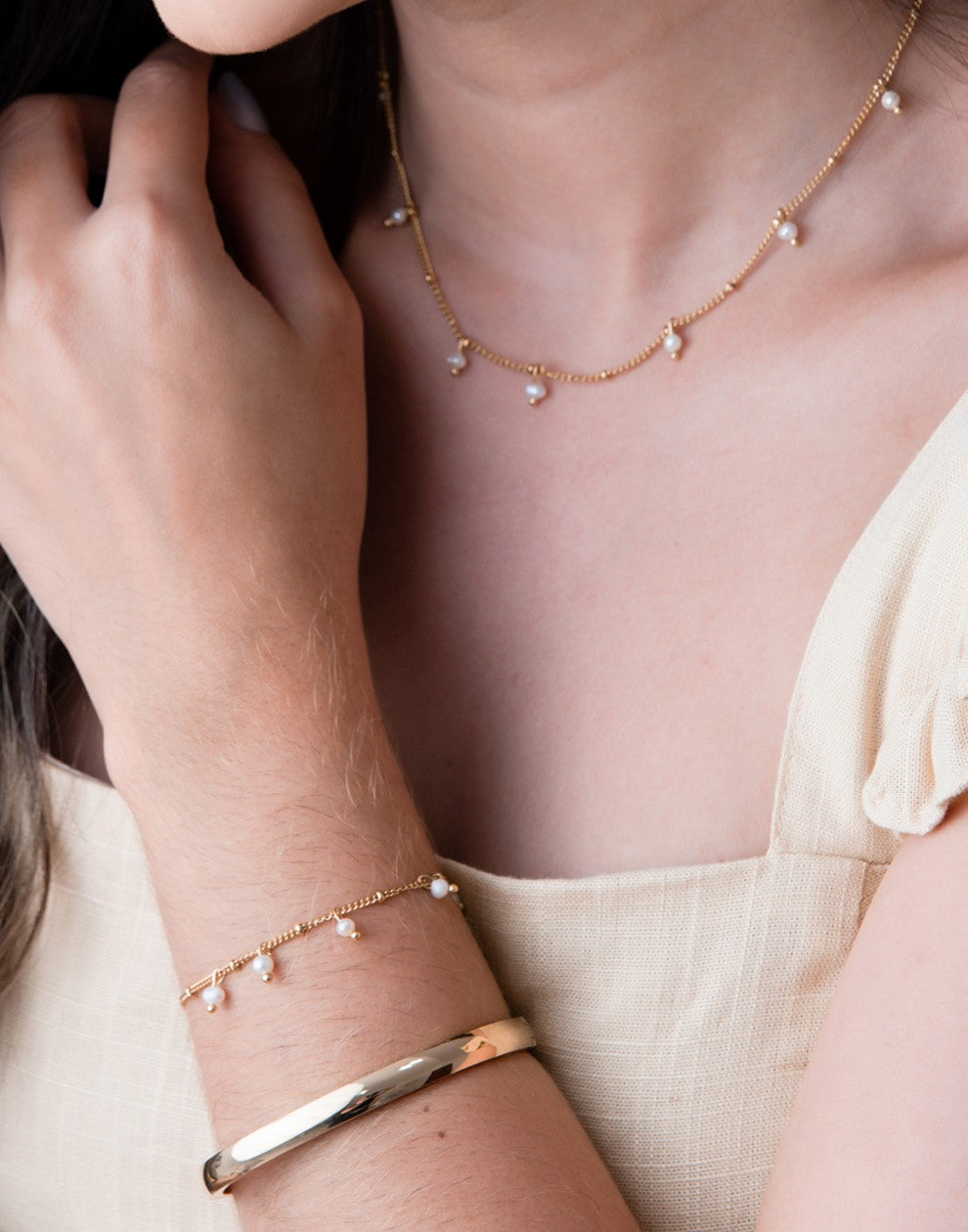 Armband met parels goudkleurig