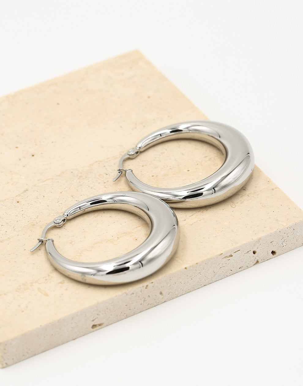 Oorringen chunky hoops zilverkleurig