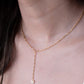 Y ketting strass hartje goudkleurig