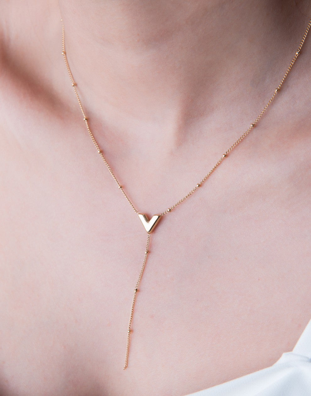 Ketting Y-vorm V hanger goudkleurig