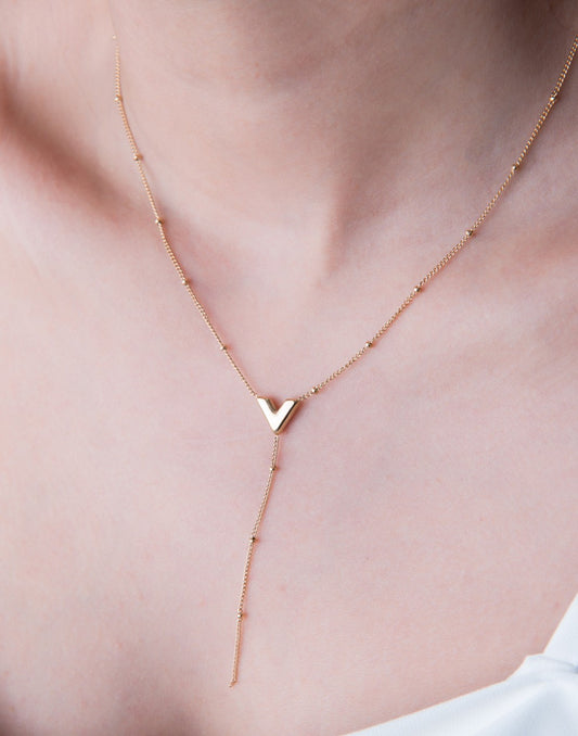 Ketting Y-vorm V hanger goudkleurig