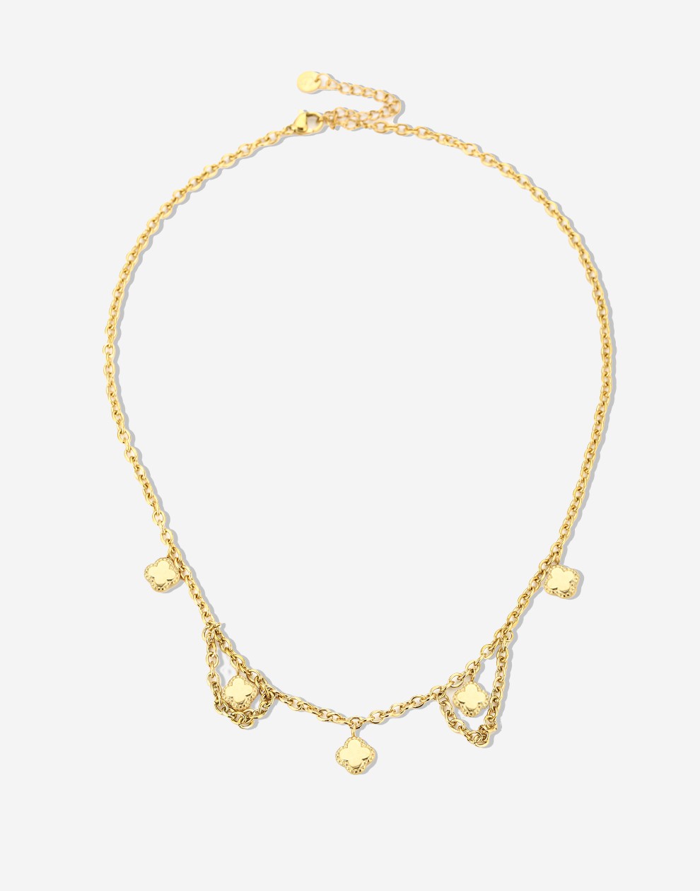 Schakelketting klavers goudkleurig
