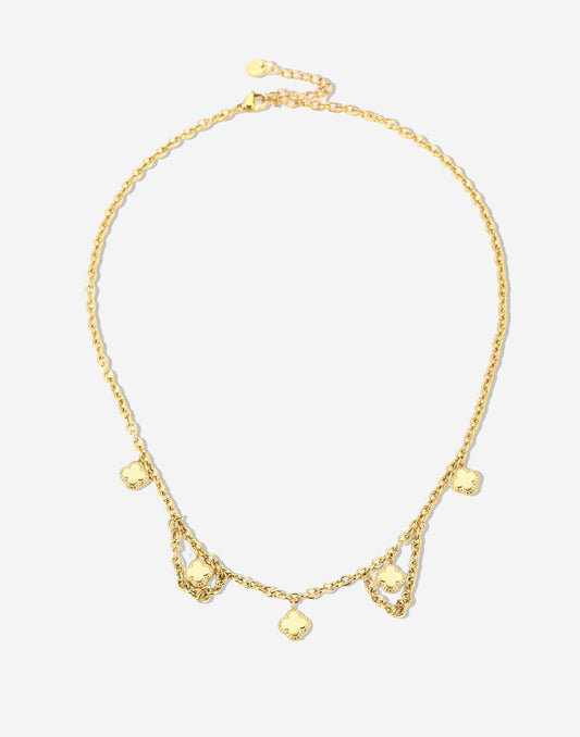 Schakelketting klavers goudkleurig
