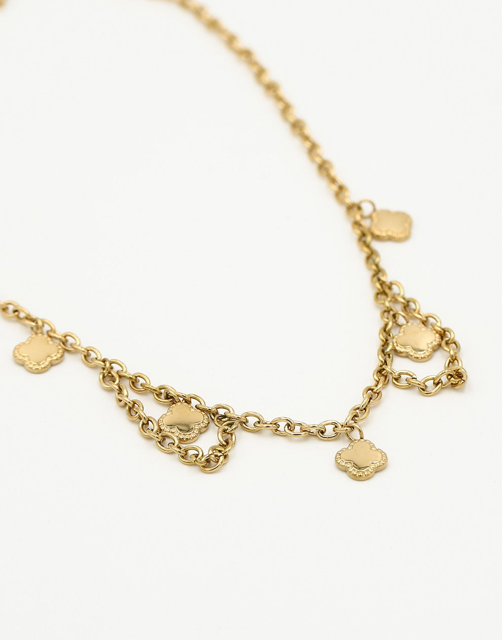 Schakelketting klavers goudkleurig