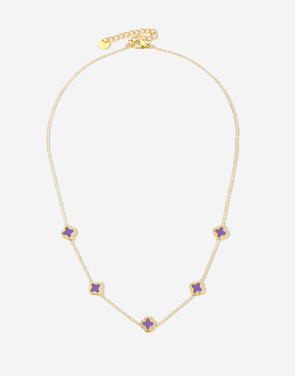 Ketting klavers paars goudkleurig