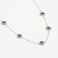 Ketting klavers paars zilverkleurig
