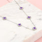 Ketting klavers paars zilverkleurig