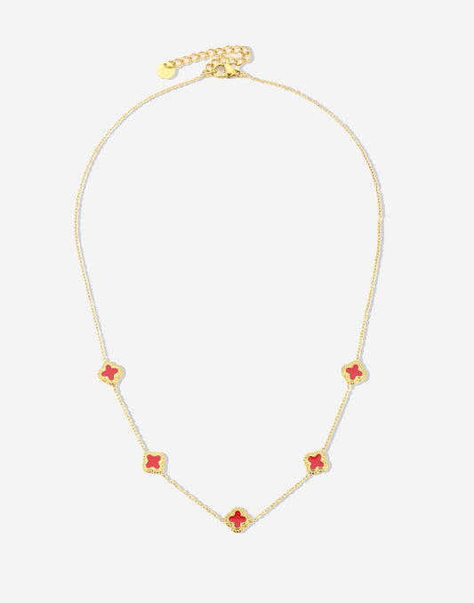 Ketting klavers rood goudkleurig