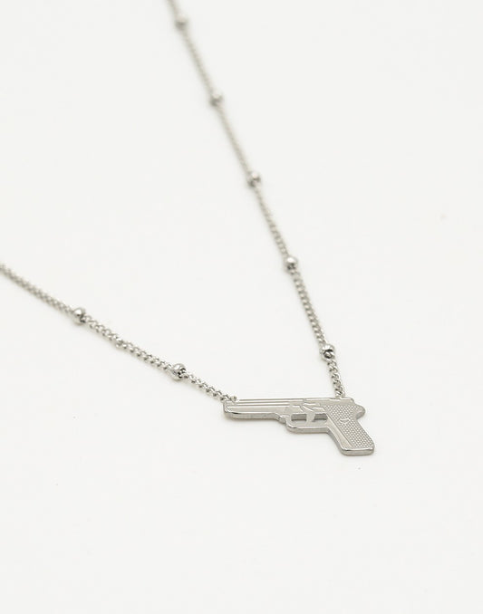 Balletjes ketting pistool zilverkleurig