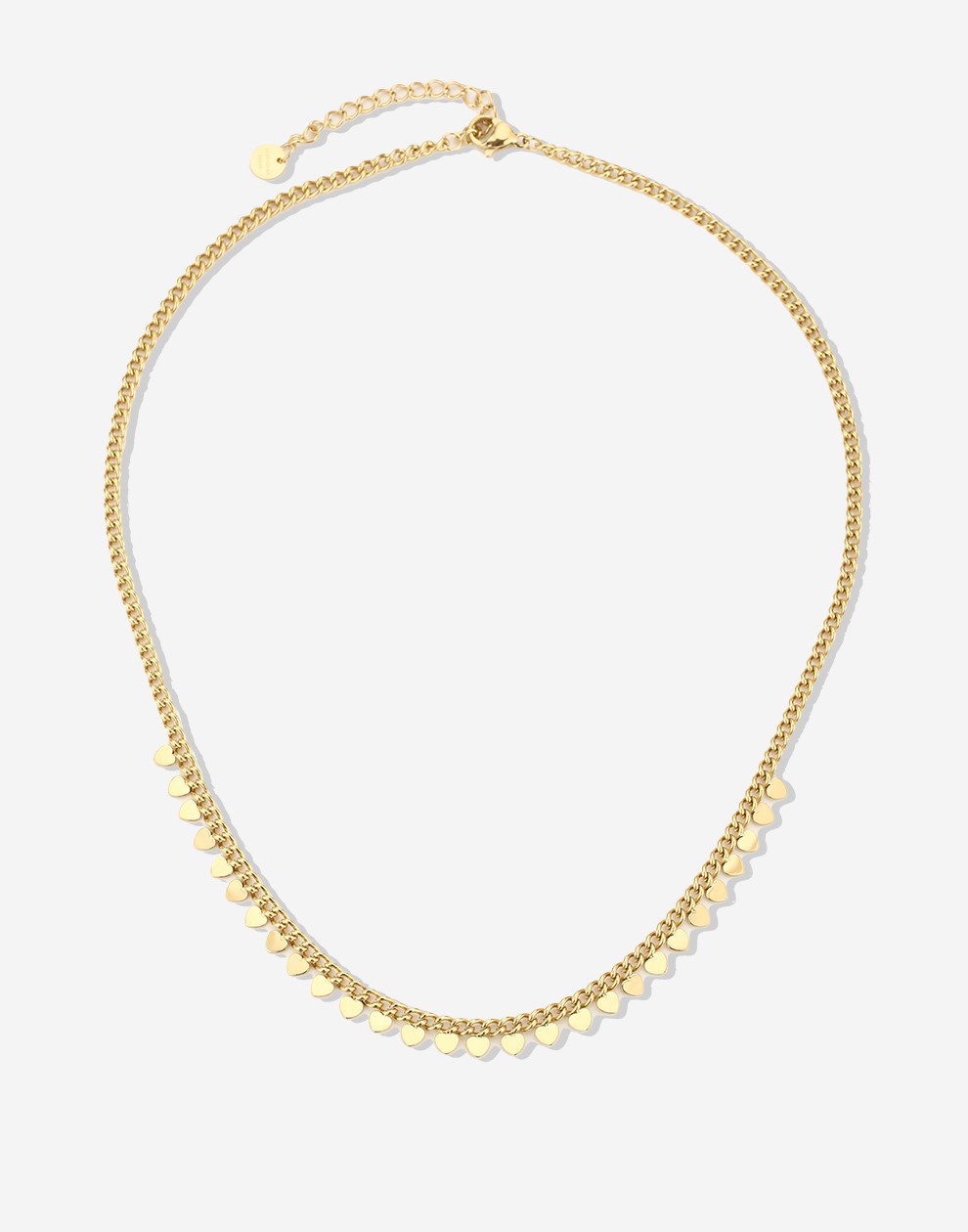 Schakelketting met hartjes goudkleurig