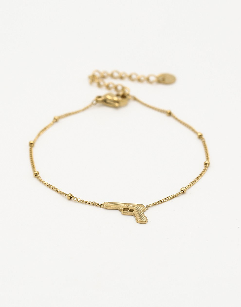 Armband pistool bolletjes schakel goudkleurig
