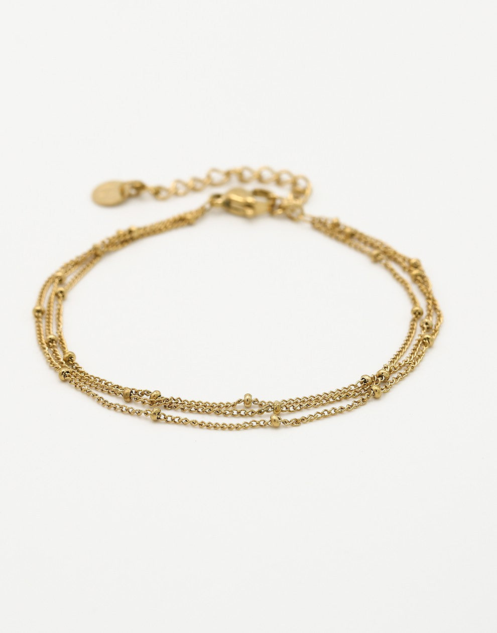 Armband goudkleurig bolletjes drielaags