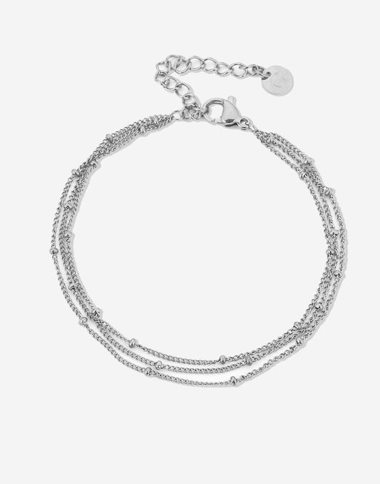 Armband zilverkleurig bolletjes drielaags