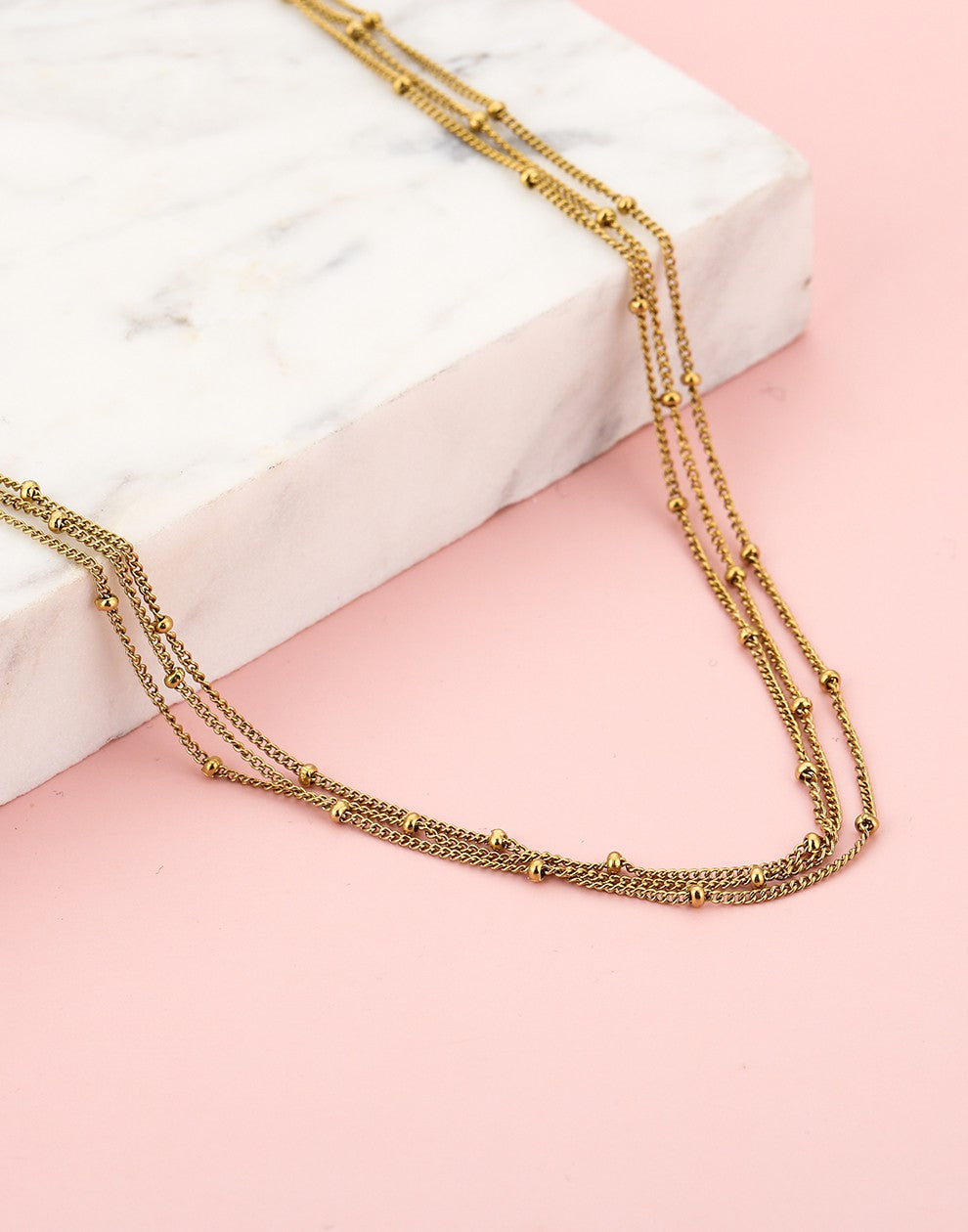 ketting goudkleurig bolletjes drielaags