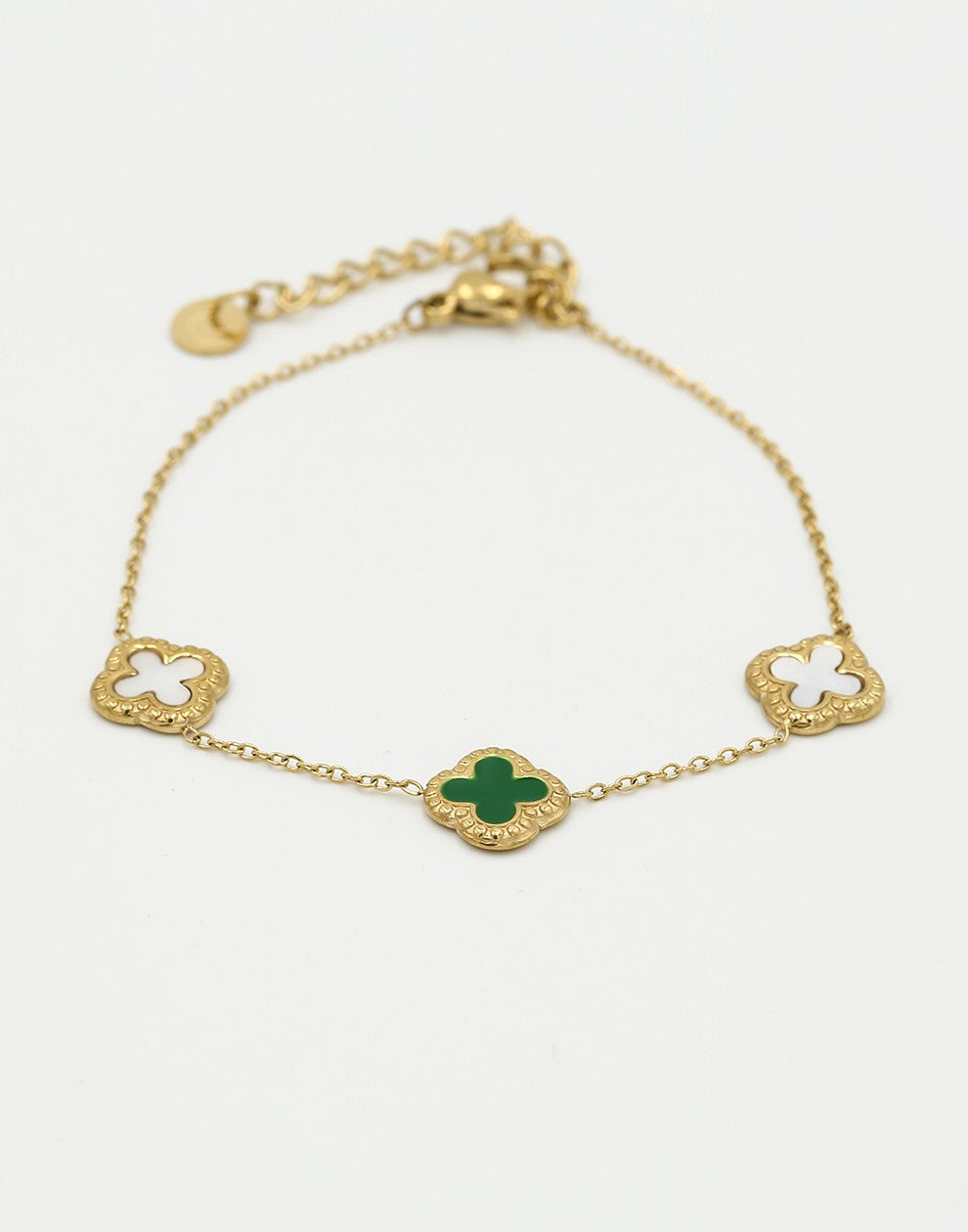 armband klavers groen parel